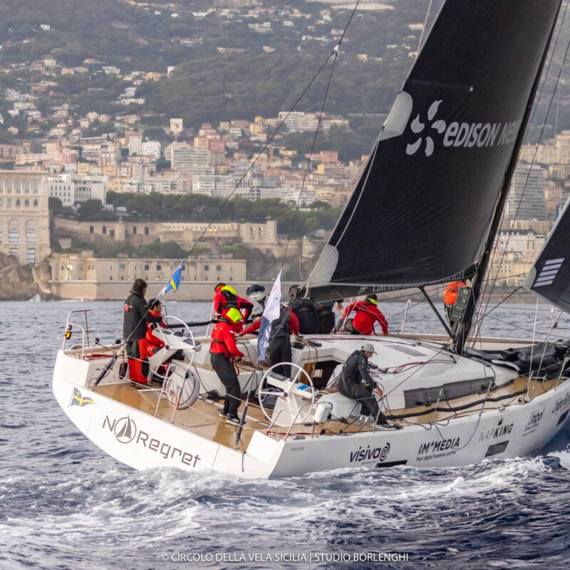 An intense day with the first seven boats finishing at the 20th Palermo-Montecarlo. No Regret take the provisional overall lead
